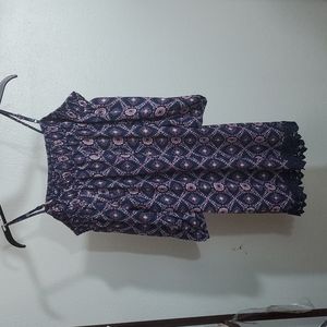 TRIXXI Navy Blue Cold Shoulder Smocked Top Dress Lace-Size Small